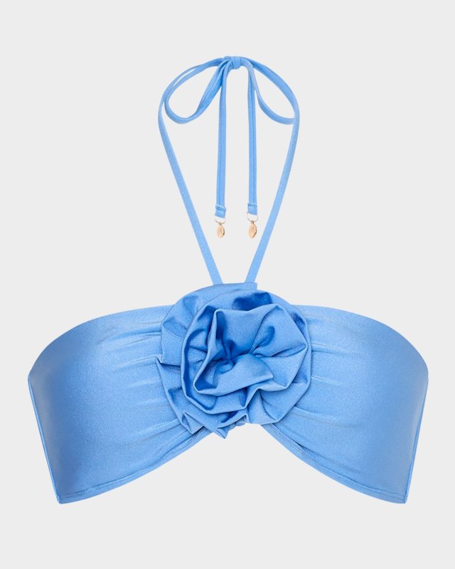 Rose Applique Halter Bikini Top